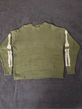 Kapital Olive Green Skeleton Knit Sweater